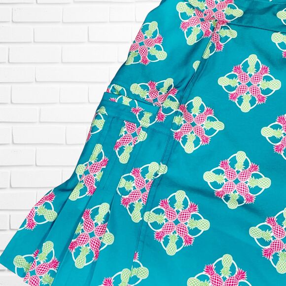 Crown & Ivy Golf Skort 12 Turquoise Pineapple Pocket Shorts Skirt Cruise Preppy - Picture 3 of 10